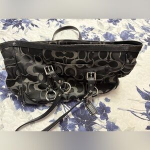 Coach Black and Gray Signature Shoulder Bag
